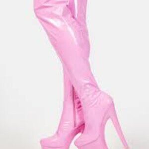 XTRA by YRU Twerk Platform Stiletto Boot in Hot Pink Patent Leather 8M NIB